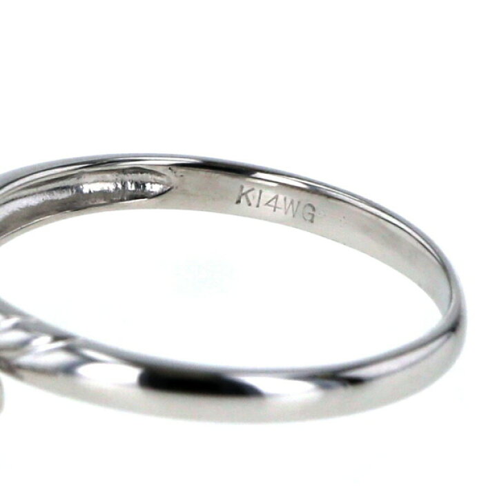 楽天市場】K14WG ホワイトゴールド リング 透明石 0.15ct クロス 