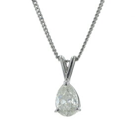 Pt850 プラチナ ネックレス ダイヤモンド 1.00ct 一粒 雫 ペアシェイプ ドロップ シンプル 40cm 鑑定書付【新品仕上済】【zz】【中古】【送料無料】