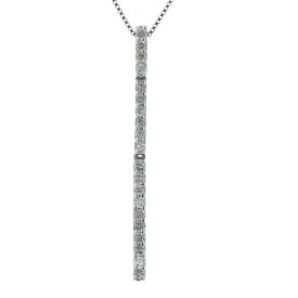 値下げ K18WG ホワイトゴールド ネックレス ダイヤモンド 0.20ct 縦長 ライン バー ベネチアンチェーン 40cm【新品仕上済】【zz】【中古】【送料無料】