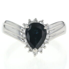 Pt850 プラチナ リング サファイア 1.71ct ダイヤモンド 0.22ct V字 取巻き ペアシェイプ ドロップ 雫 12号 指輪【新品仕上済】【zz】【中古】【送料無料】