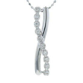K10WG ホワイトゴールド ネックレス ダイヤモンド 0.12ct クロス ウェーブ ライン インフィニティ 39cm 【新品仕上済】【el】【中古】【送料無料】