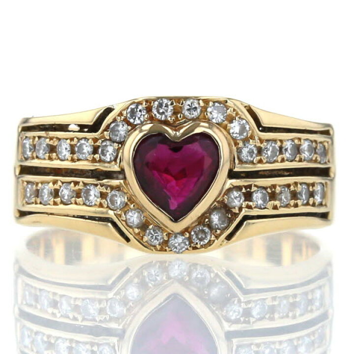 楽天市場】K18YG イエローゴールド リング ルビー 0.64ct ダイヤモンド  