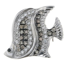 K18WG ホワイトゴールド ブローチ ダイヤモンド 0.29ct/0.01ct/0.34ct パヴェ 熱帯魚 フィッシュ アニマル【新品仕上済】【zz】【中古】【送料無料】