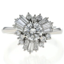 Pt900 プラチナ リング ダイヤモンド 0.652/0.71ct カラーH SI1 クラスター 取り巻き 指輪 13号 鑑定書付【新品仕上済】【zz】【中古】【送料無料】