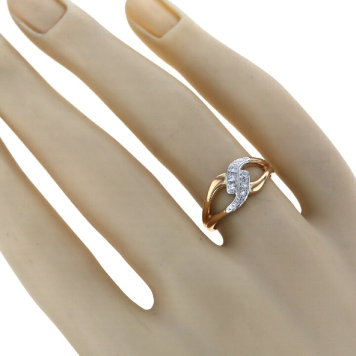 楽天市場】値下げ K18YG Pt900 コンビ リング ダイヤモンド 0.06ct 6粒 