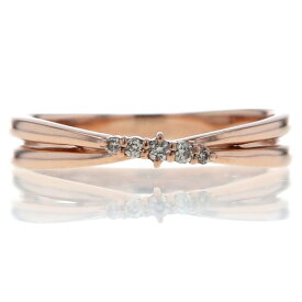 THE KISS ザキッス K10PG ピンクゴールド リング ダイヤモンド 0.03ct 5粒 クロス ライン 指輪 10.5号【新品仕上済】【el】【中古】【送料無料】