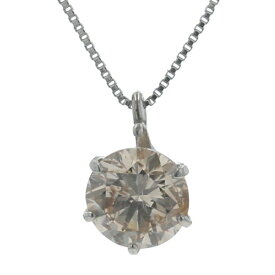 Pt850 Pt999 プラチナ ネックレス ブラウンダイヤモンド 0.50ct 一粒石 ソリティア 鑑定書付 40.5cm【新品仕上済】【zz】【中古】【送料無料】