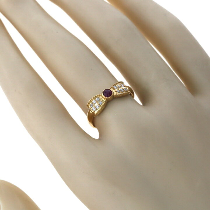 楽天市場】K18YG イエローゴールド リング ルビー ダイヤモンド 0.12ct 