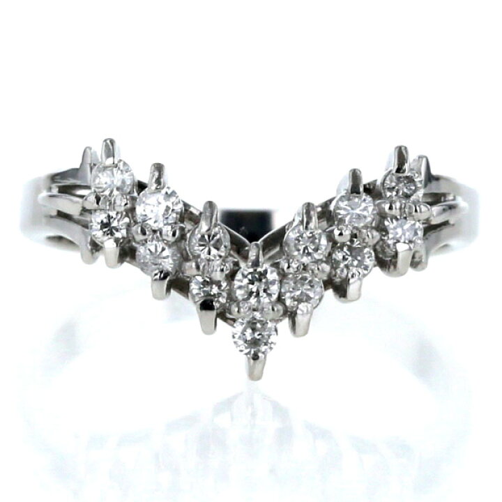 楽天市場】Pt900 プラチナ リング ダイヤモンド 0.30ct ラウンド 2列 V  