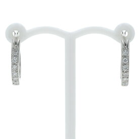 Pt900 プラチナ ピアス ダイヤモンド 0.10cr/0.10ct 6粒 ライン フープ シンプル 14.5mm幅【新品仕上済】【zz】【中古】【送料無料】