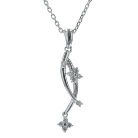 PWG9 パラホワイトゴールド ネックレス ダイヤモンド 0.12ct 花 フラワー ウェーブ スイング 40cm【新品仕上済】【el】【中古】【送料無料】