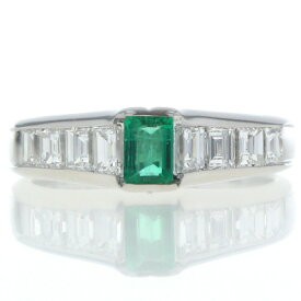 Pt900 プラチナ リング エメラルド 0.23ct ダイヤモンド 0.907ct バケット レクタングル 一文字 指輪 10号【新品仕上済】【zz】【中古】【送料無料】