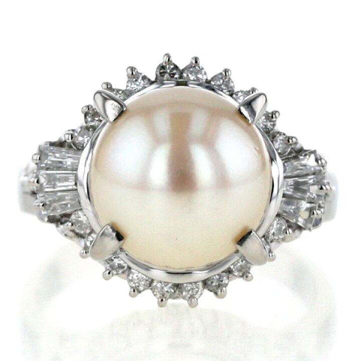 楽天市場】Pt900 プラチナ リング 真珠 10.0mm ダイヤモンド 0.48ct 