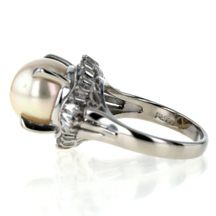 楽天市場】Pt900 プラチナ リング 真珠 10.0mm ダイヤモンド 0.48ct 