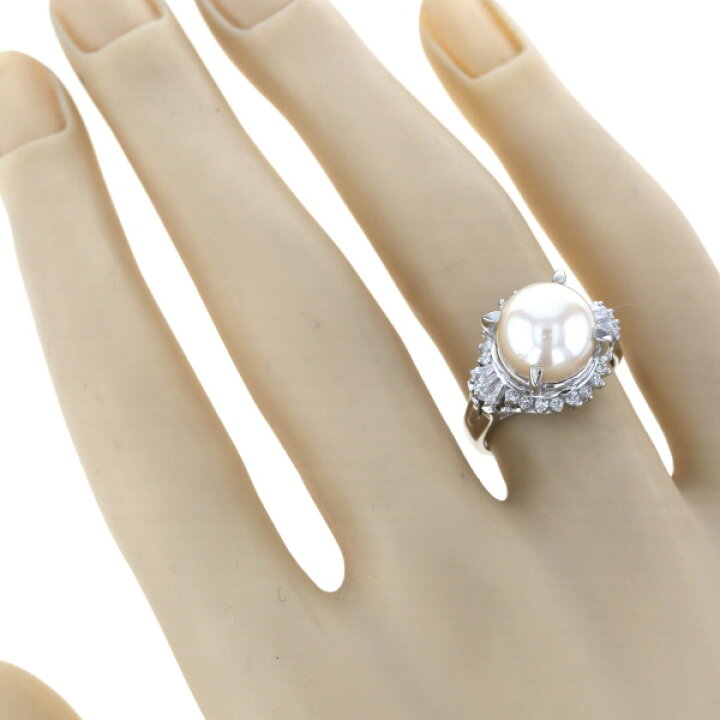 楽天市場】Pt900 プラチナ リング 真珠 10.0mm ダイヤモンド 0.48ct 
