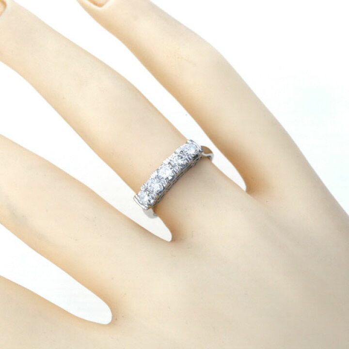 楽天市場】Pt900 プラチナ リング ダイヤモンド0.65ct 5石 5連 一文字  