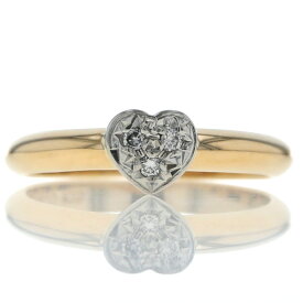 Star Jewelry スタージュエリーPt900 K18YG コンビ リング ダイヤモンド 0.03ct 3粒 ハート 星留め 指輪 10号【新品仕上済】【zz】【中古】【送料無料】