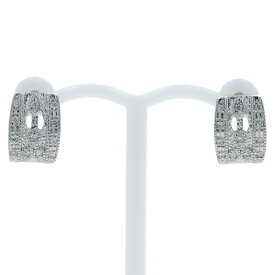 PWG9 パラホワイトゴールド ピアス ダイヤモンド 0.07ct/0.07ct ミル打ち レクタングル クラシカル【新品仕上済】【zz】【中古】【送料無料】