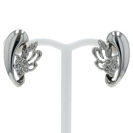 Pt900 プラチナ ピアス ダイヤモンド 0.16ct/0.16ct ラウンド 5粒 花 フラワー 葉 リーフ 植物 ボリューム【新品仕上済】【zz】【中古】【送料無料】