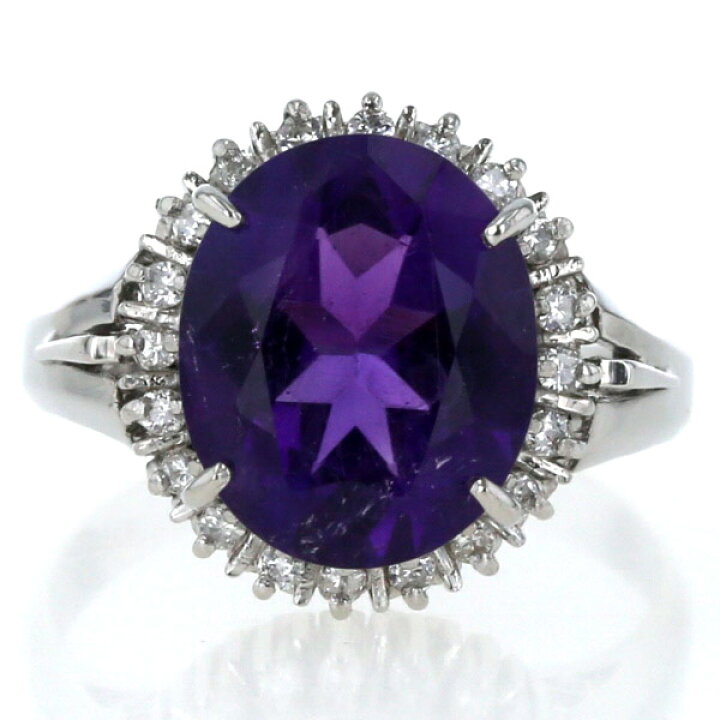 楽天市場】Pt900 プラチナ リング アメジスト 3.95ct ダイヤモンド 