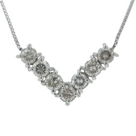 Pt1000 Pt850 プラチナ ネックレス ダイヤモンド 1.00ct 7粒 V字 両引きチェーン デザイン 41cm【新品仕上済】【zz】【中古】【送料無料】