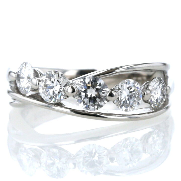 楽天市場】Pt900 プラチナ リング ダイヤモンド 1.00ct 5粒 クロス 