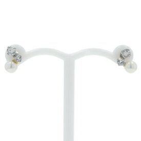Pt900 プラチナ ピアス ブルームーンストーン 透明石 ベビーパール 真珠 3粒 シンプル【新品仕上済】【zz】【中古】【送料無料】