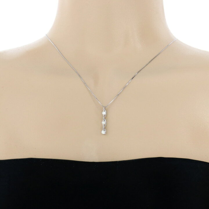 楽天市場】K18WG ホワイトゴールド ネックレス ダイヤモンド 0.32ct  