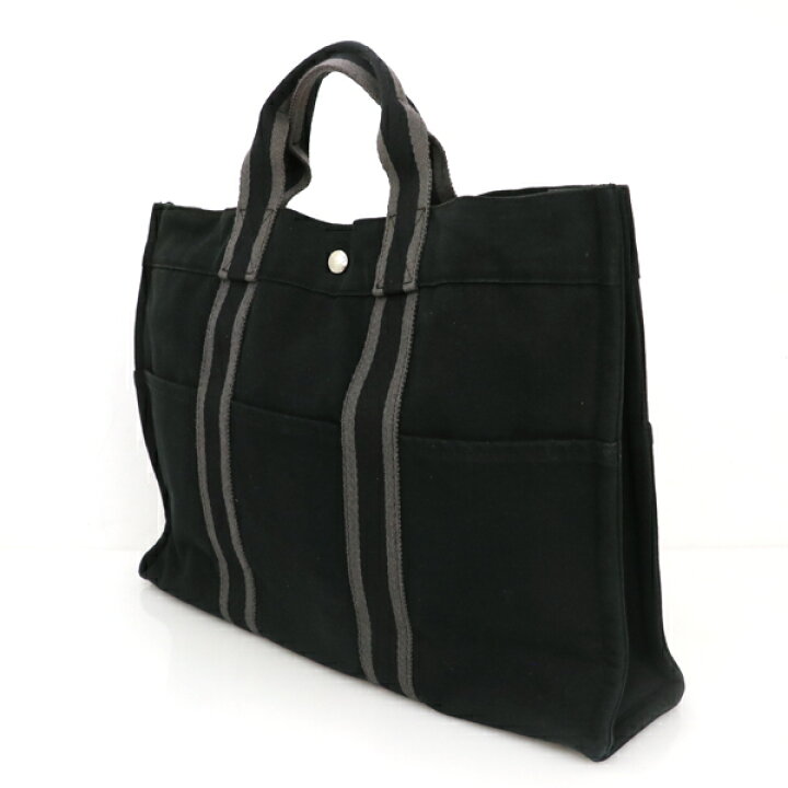 楽天市場】エルメス HERMES ブラック キャンバス フールトゥ MM トート  