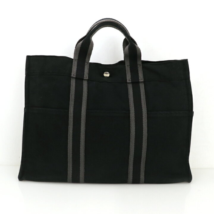 楽天市場】エルメス HERMES ブラック キャンバス フールトゥ MM トート  