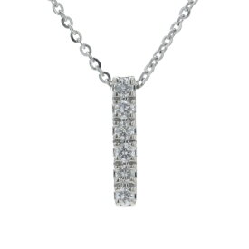 K18WG ホワイトゴールド ネックレス ダイヤモンド 0.10ct 6粒 バー ストレート シンプル 45cm【新品仕上済】【zz】【中古】【送料無料】