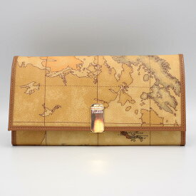 PRIMA CLASSE　　≪ プリマクラッセ ≫　クリップ開閉式 長財布　W003 -6000 (#114)　ベージュ系世界地図柄　※実際にお送りする柄目は掲載画像1（正面）、2（裏面）、3（内面）枚目の商品になります。