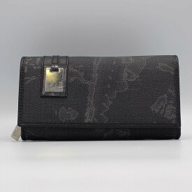 ※レア、背面に日本柄あり　PRIMA CLASSE　プリマクラッセ　長財布　W026 -6426　(#116JP)　ブラック　世界地図柄　（画像1、2枚目の柄目をお送りします。）