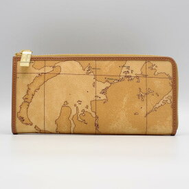 PRIMA CLASSE　（プリマクラッセ）　W035 -6000　(#135)　ラウンドファスナー長財布　（L字ファスナー）　世界地図柄　ブラウン　PVCx　レザー　※実際お送りする柄目は掲載写真1〜2枚目の柄目になります。　【★セール】