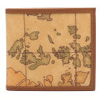 PRIMA CLASSE　　≪プリマクラッセ≫　W103 -6000 (#203)　ふたつ折り財布　　世界地図柄　　ブラウン　PVCx　レザー（画像1~3枚目の柄目をお送りします。）　二つ折財布　【★セール価格】