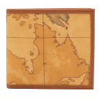 PRIMA CLASSE　　≪プリマクラッセ≫　W103 -6000 (#205)　ふたつ折り財布　　世界地図柄　　ブラウン　PVCx　レザー（画像1~3枚目の柄目をお送りします。）二つ折財布　【送料無料】【★セール価格】