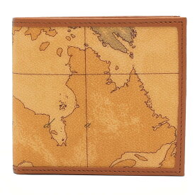 PRIMA CLASSE　　≪プリマクラッセ≫　W103 -6000 (#205)　ふたつ折り財布　　世界地図柄　　ブラウン　PVCx　レザー（画像1~3枚目の柄目をお送りします。）二つ折財布　【送料無料】【★セール価格】
