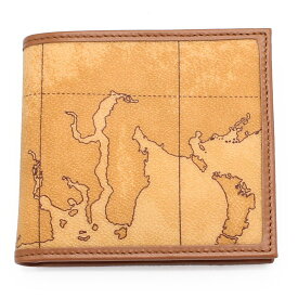 PRIMA CLASSE　　≪プリマクラッセ≫　W103 -6000 (#217)　ふたつ折り財布　　世界地図柄　　ブラウン　PVCx　レザー（掲載画像1~3枚目の柄目をお送りします。）　二つ折財布　【★セール価格】
