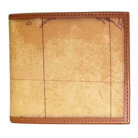 PRIMA CLASSE　　≪プリマクラッセ≫　W103 -6000 (#248)　ふたつ折り財布　　世界地図柄　　ブラウン　PVCx　レザー（画像1~3枚目の柄目をお送りします。）二つ折財布　【送料無料】【★セール価格】