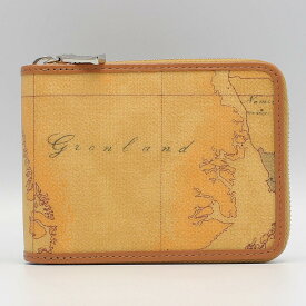 PRIMA CLASSE　　≪プリマクラッセ≫　W121 -6000 (#88)　ラウンドファスナーふたつ折り財布　　世界地図柄　　ブラウン　PVCx　レザー　（画像1~3枚目の柄目をお送りします。）　二つ折財布　ジップ財布　【送料無料】【★セール価格】