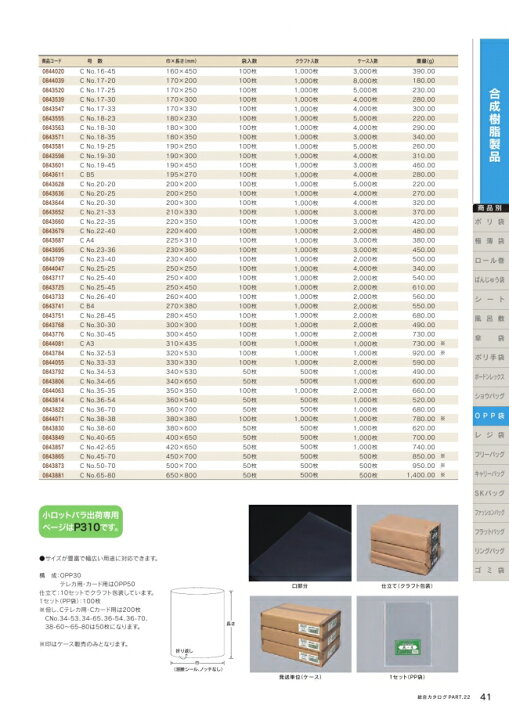 楽天市場】○オーピーパック テープなし No.42-65 500枚 透明 OPP 納期 