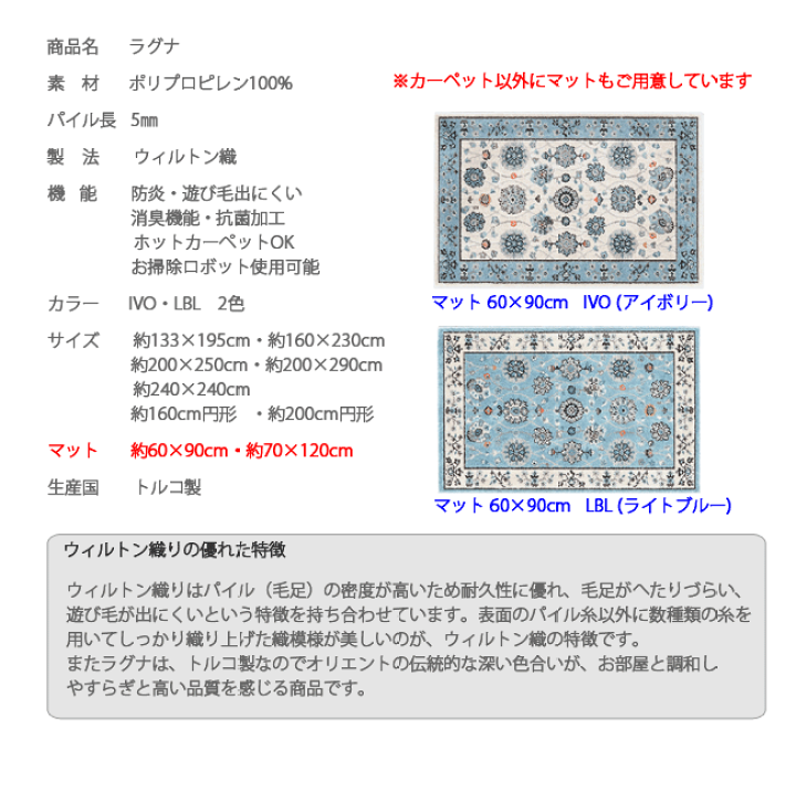 楽天市場】プレーベル ウィルトンラグ ラグナ 約200cm×250cm トルコ製