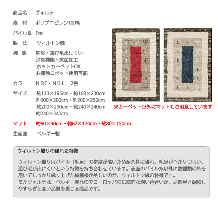 楽天市場】プレーベル ウィルトンラグ ヴォルテ 約133cm×195cm