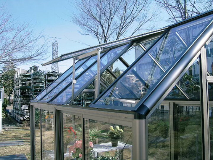 楽天市場】アルミ製ガラス温室B-2型 間口1800×桁行3576×高さ2372mm2.0 