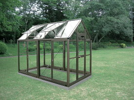 アルミ製ガラス温室B-15型 間口1800×桁行2950×高さ2372mm1.5坪 アンカー固定式 ガラス付き 3段階調整可能な天窓 家庭用温室 DIY 送料無料