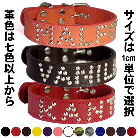 名前入りスタッズ革首輪：3cm Type NAME