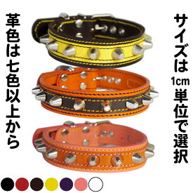 中型犬用スタッズ革首輪：3cm Type 002ダブルカラー(14mm鋲）