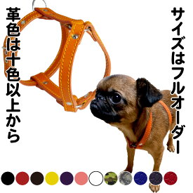 小型犬用 革 ハーネス 胴輪 H2タイプ