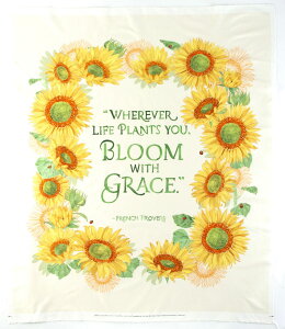 MO-4295 大輪のひまわり パネル/クリーム 95*110 未完成品 コットンプリント生地