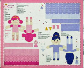 MO-3987 2体の女の子の人形 ピンク/薄紫/パネル 110*91 未完成品 コットンプリント生地